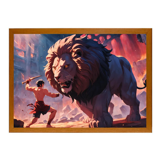 Samson fighting the lion - Christian
