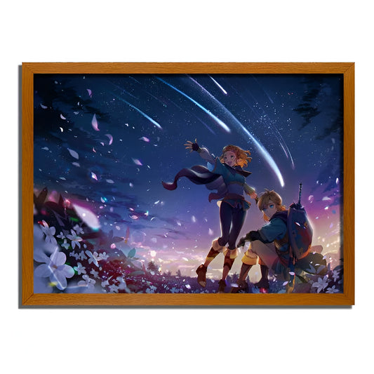 Link &amp; Zelda under a starry night - The Legend of Zelda
